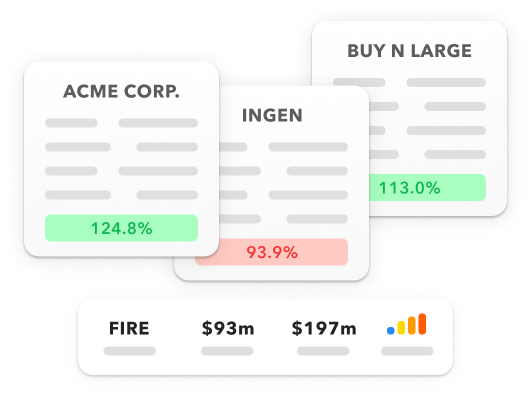 Small cards representing different insurance accounts are arranged side-by-side, with a small segment of a dashboard below